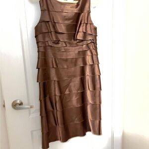 Maggy London Bronze Tiered Midi Dress